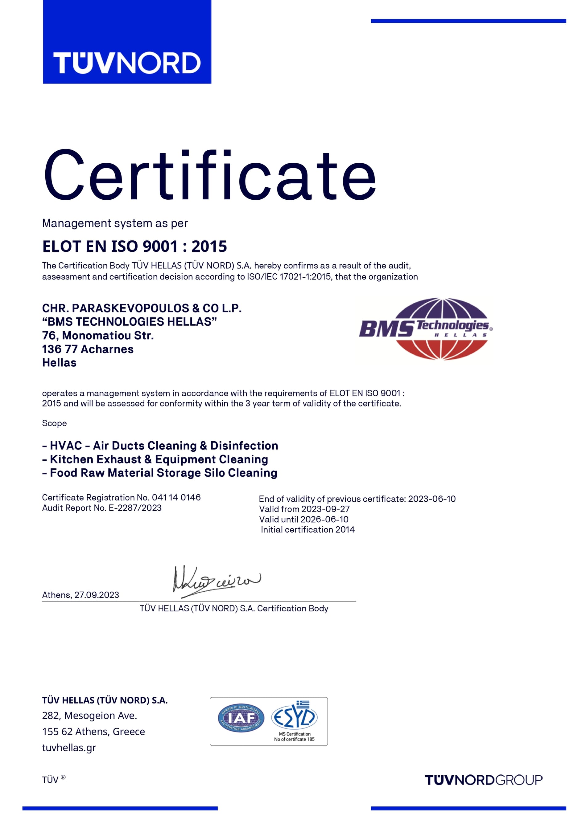 Bms Certificate 9001